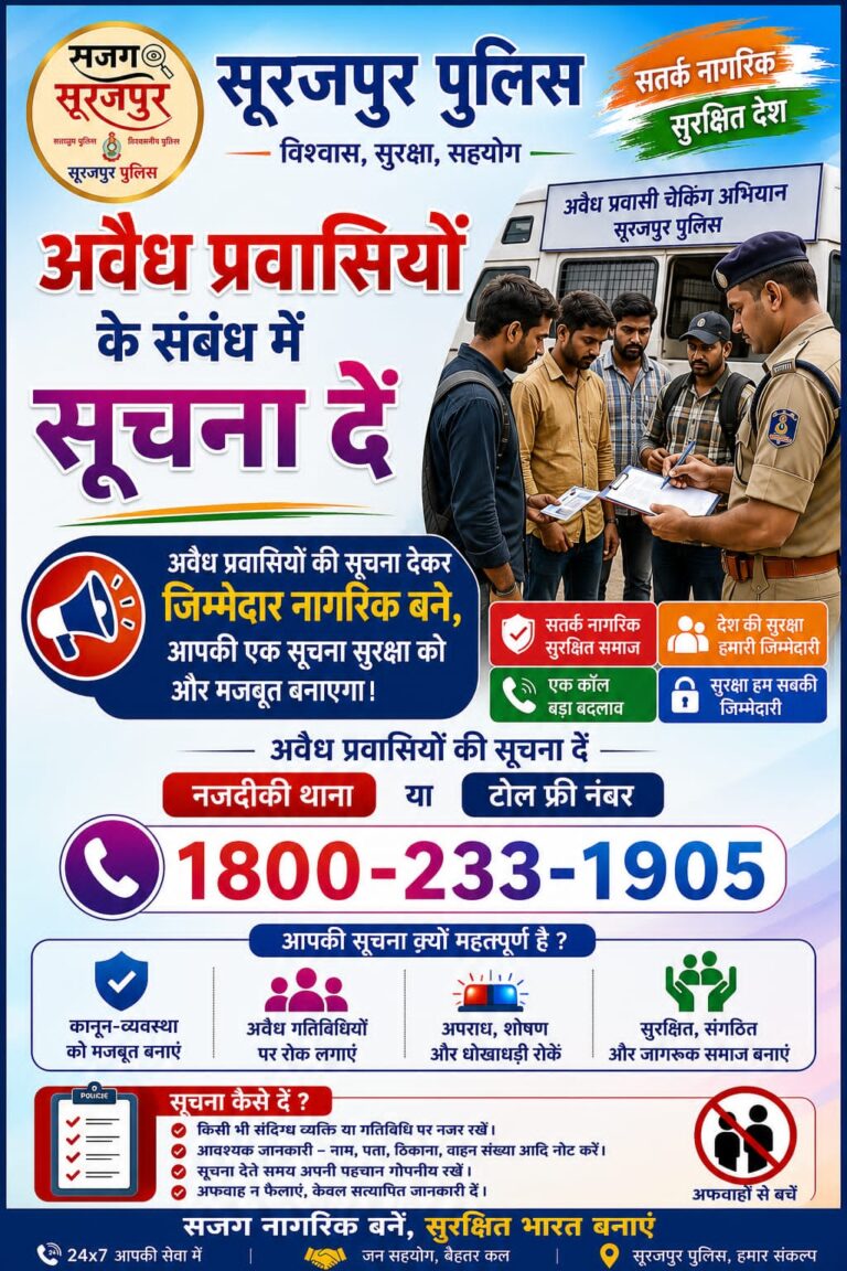 एसपी की अपील…… सुरक्षा को मजबूत करने अवैध प्रवासियों की सूचना देकर बने जिम्मेदार नागरिक